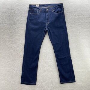 Levis 513 Jeans Mens 36x32 Blue Slim Straight Dark Wash Stretch Denim Preppy NEW